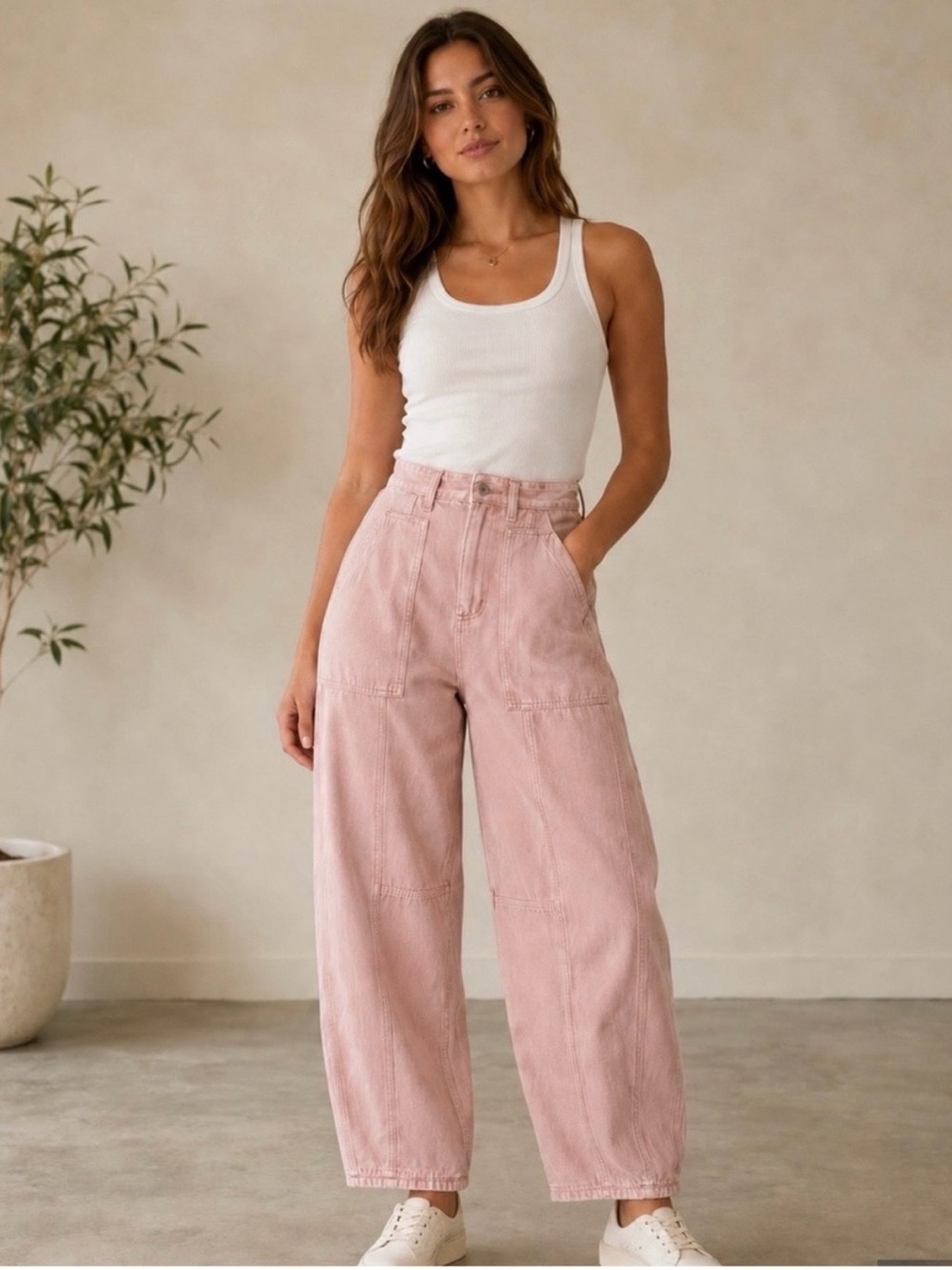 Universal Thread Pink High Rise Barrel Leg Pants